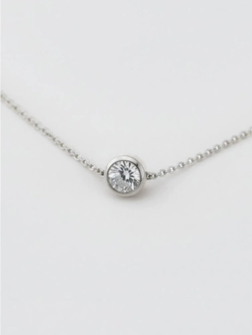 Mint & Lilly Classic Bezel Set Solitaire Necklace - Picture 4 of 5